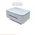 Monarc Matte Stone Top Coffee Table - Modern Luxury Center Table with 2 Storage Drawers | Rounded Safety Corner Grandeur Furnishings