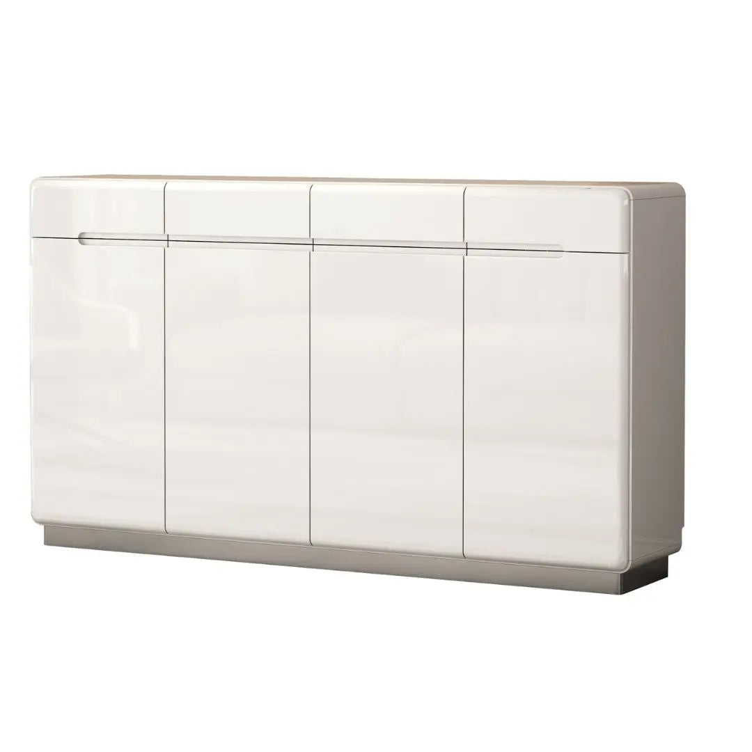 Modern Gloss White & Grey Shoe Cabinet with Round Edges - Multiple Sizes Available Grandeur Furnishings