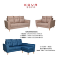 KOVA Premium Fabric Sofa | Modern Living Room Couch & L-Shape Stool Set Grandeur Furnishings