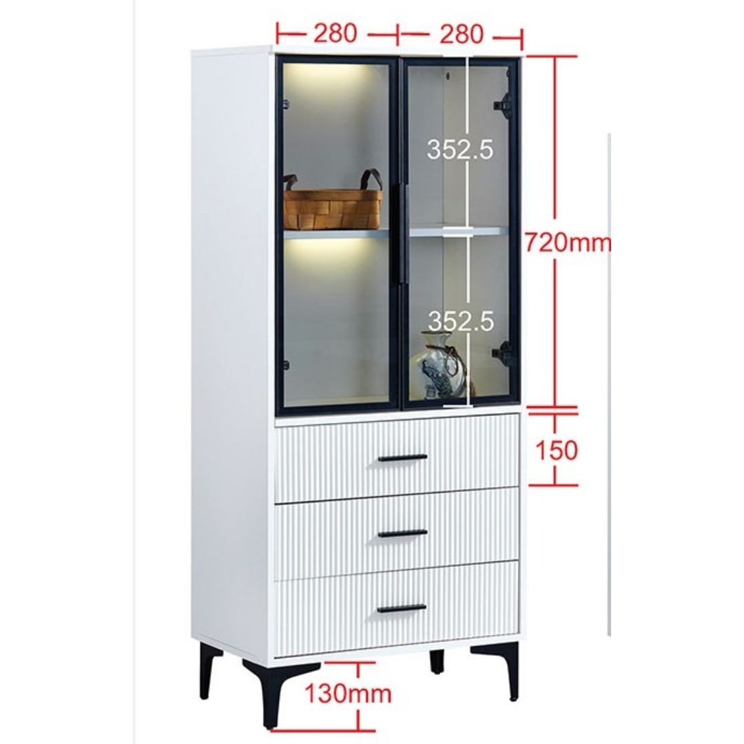 Elegant Glass Side Cabinet – Available in Four Sizes