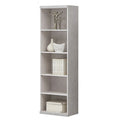 Elegant Light Grey Bookcase Display Cabinet with Glass Doors, Drawers & Shelves Grandeur Furnishings