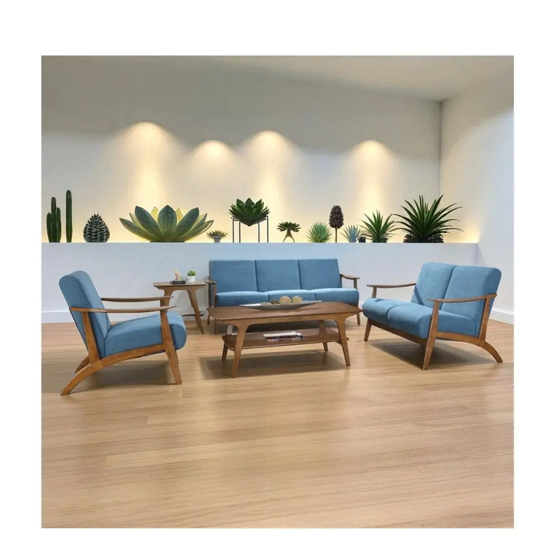Elegant Wooden Sofa Set with Soft Velvet Upholstery Grandeur Furnishings