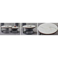 Nested Round Coffee Table with Sintered Stone Top and Black Metal Base Grandeur Furnishings