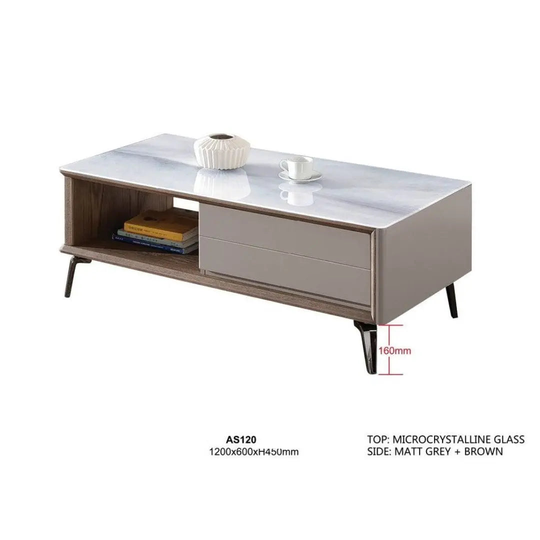 Modern Coffee Table with Microcrystalline Glass Top Grandeur Furnishings