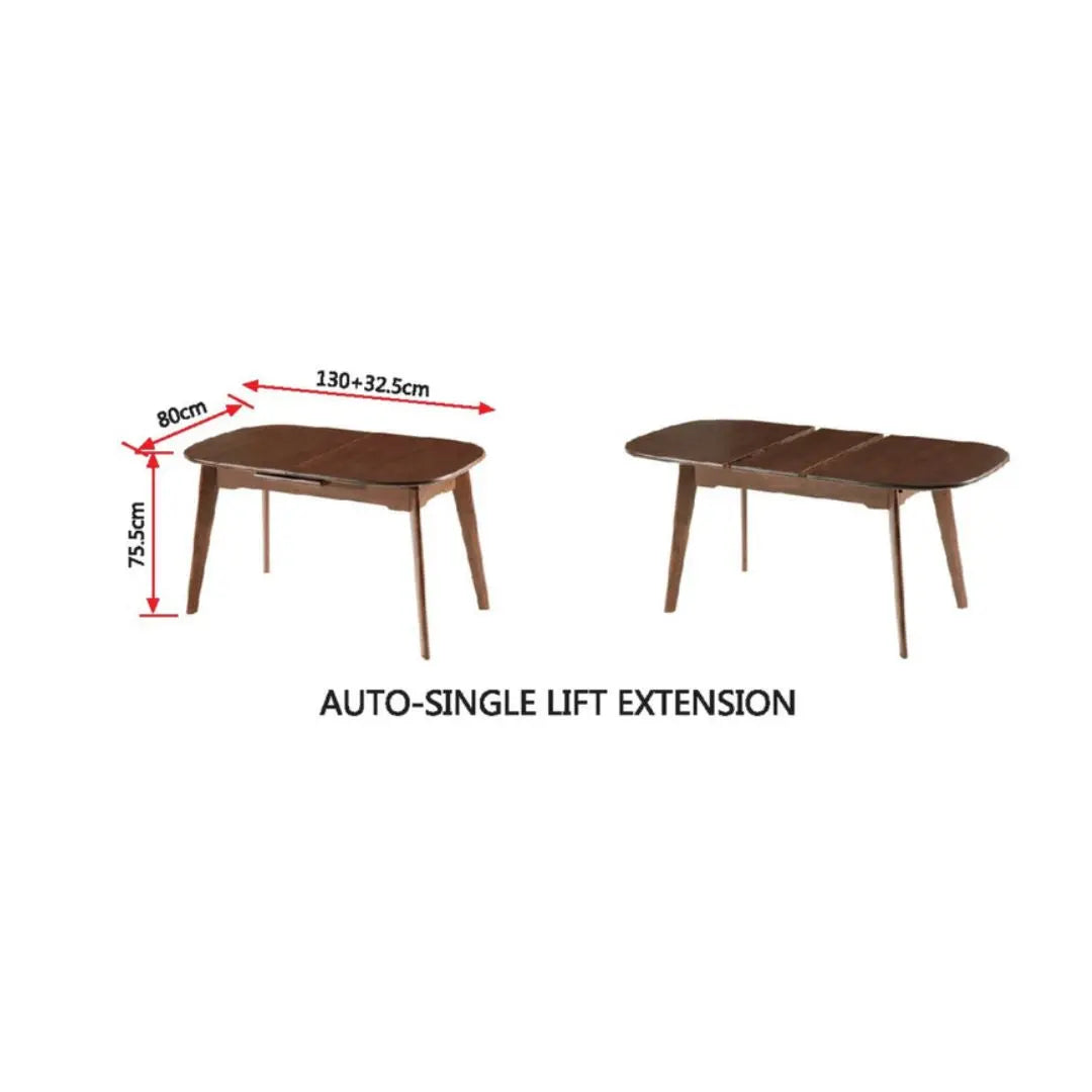 Solid Rubber Wood Dining Table Set with Extendable Table & Elegant Chairs and Bench 1+1+4 Grandeur Furnishings