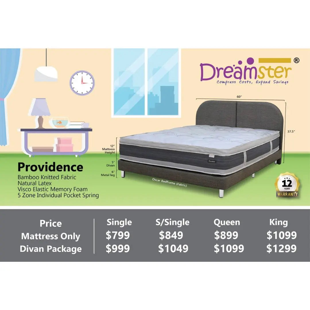 Dreamster Providence Mattress and Oscar Bedframe Set Grandeur Furnishings
