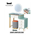 Green and white dressing table with right drawers and dimensions