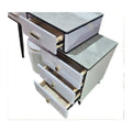 Vanity drawer unit with three drawers pulled open