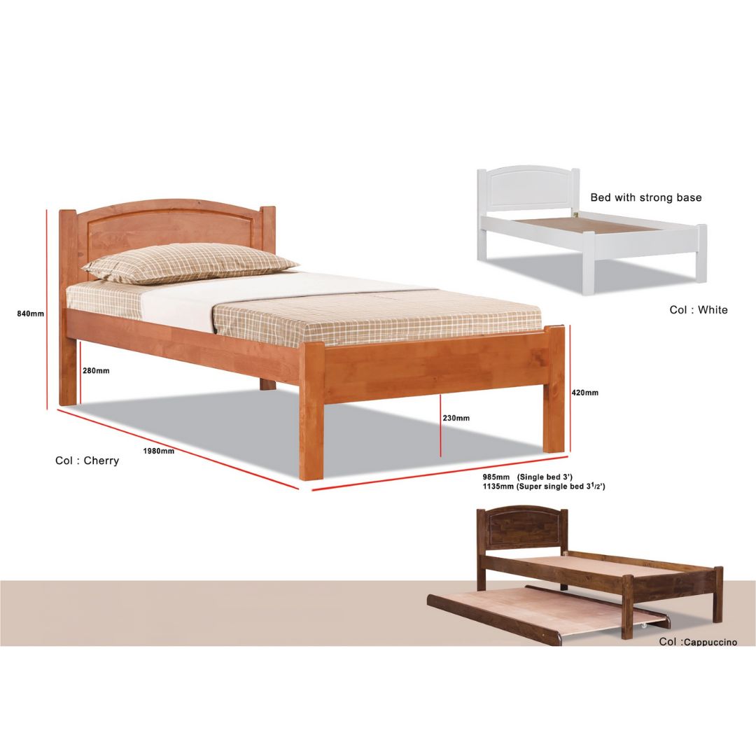 Modern Solid Wood Bed Frame with Arched Headboard