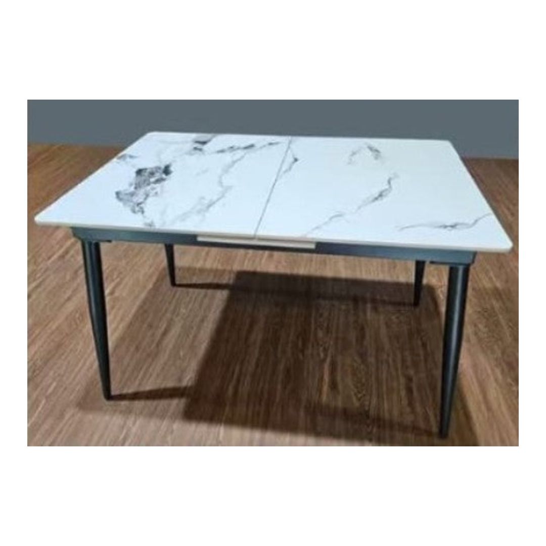 Extendable Sintered Stone Dining Table Set with Black or Beige Chairs 1+4