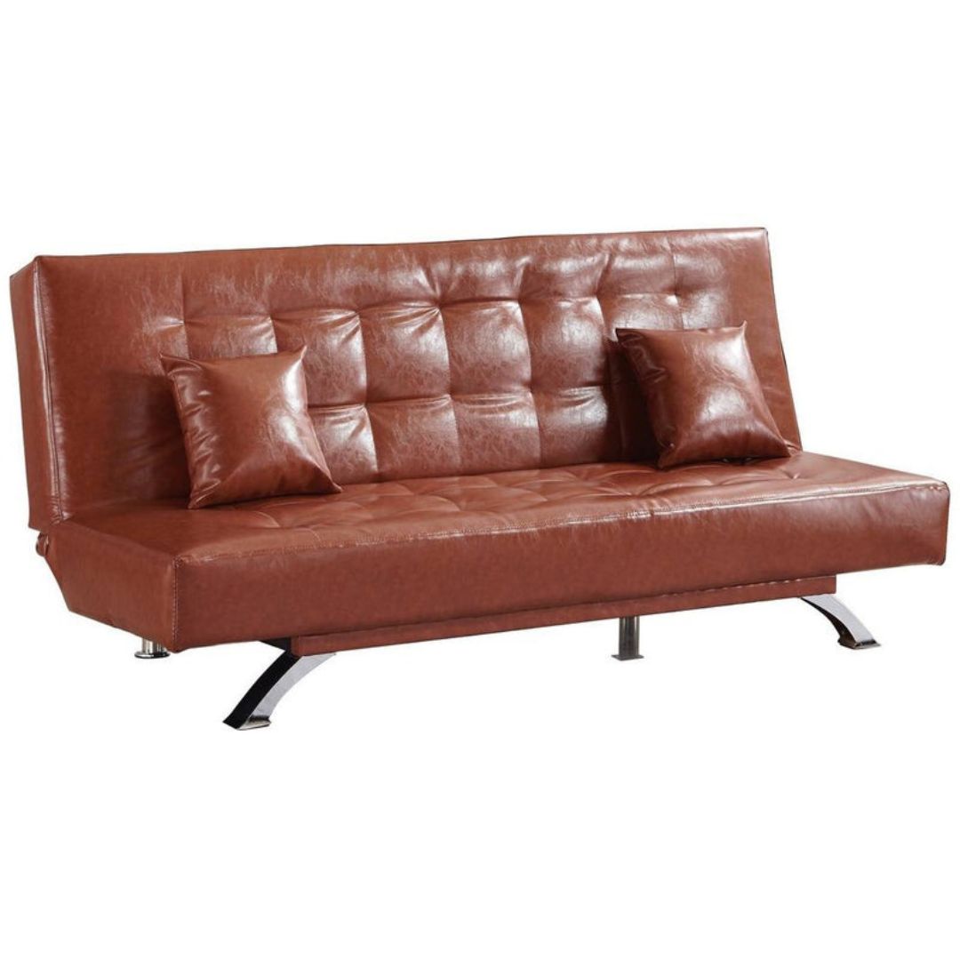 Stylish and Versatile Sofa Bed in Brown and Black Leather
