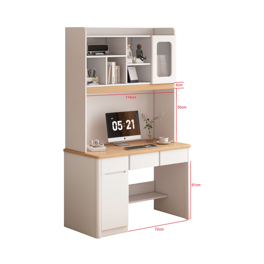 Study Table with Maple Wood Top & Matte White Base - Multiple Sizes Available