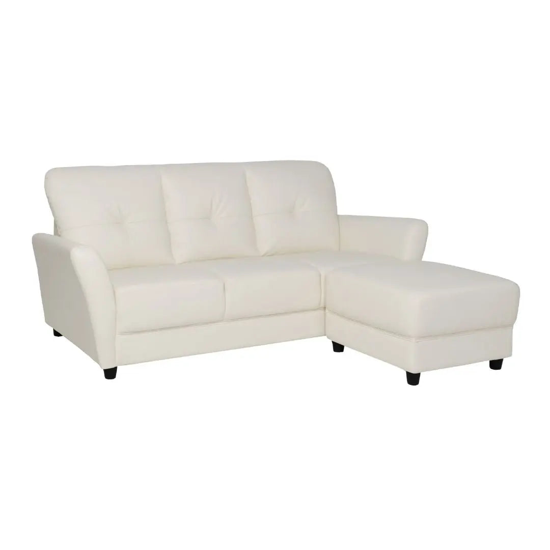 3 Seater Faux Leather Sofa with Ottoman Stool - 3 Seater Couch Foot Stool Grandeur Furnishings