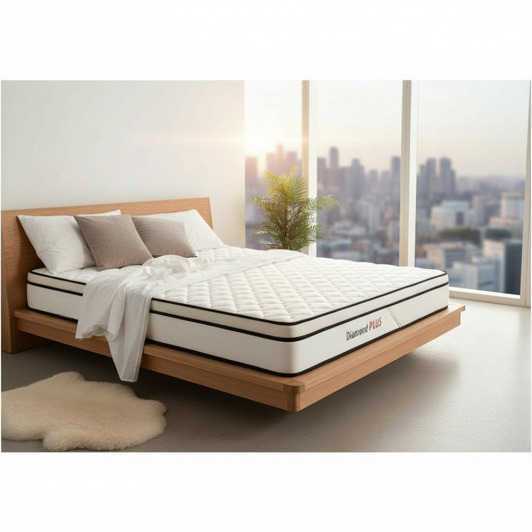 Diamond Plus 10" Euro Top Mattress - Tempered Bonnell Spring System with High Density Foam Comfort Layer - Medium Firm Support
