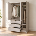 3-Door Wardrobe with Mirror and Drawers Grandeur Furnishings