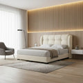 Tranquil Luxury Fabric Divan Bed Frame | High Winged Cushion Headboard Grandeur Furnishings