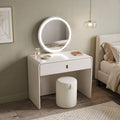 BELLE Modern White Dressing Table Set with LED Mirror & Stool Grandeur Furnishings