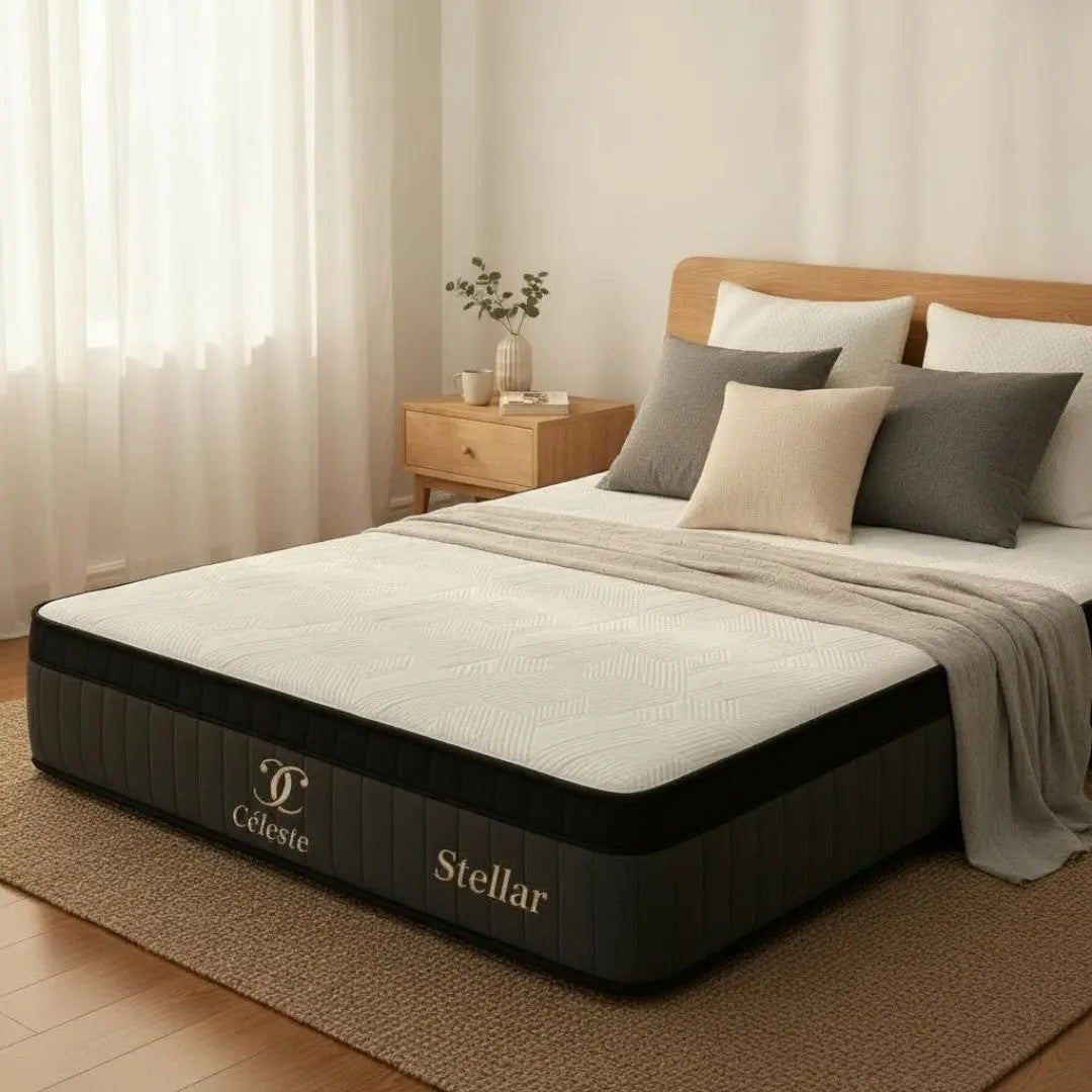 Céleste Stellar 11” Premium Luxury Hotel Mattress | Ice Silk Cooling Fabric + Individual Pocketed Spring | Medium Firm Orthopaedic Support | High-Resilience Foam Grandeur Furnishings