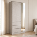 3-Door Wardrobe with Mirror and Drawers Grandeur Furnishings