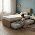 Seren Convertible Guest Bed Frame - 3-in-1 Pull Out & Lift Up Trundle Bed - Space Saving High Headboard Bed Grandeur Furnishings