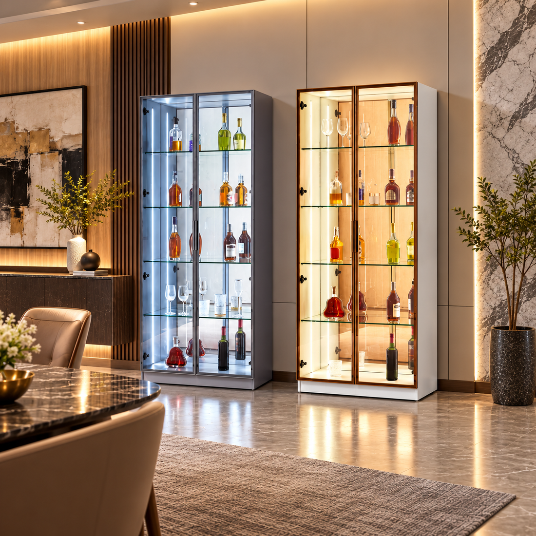 Glass Display Cabinets for Collectibles: Shelf Fit, Lighting and Reflections Grandeur Furnishings