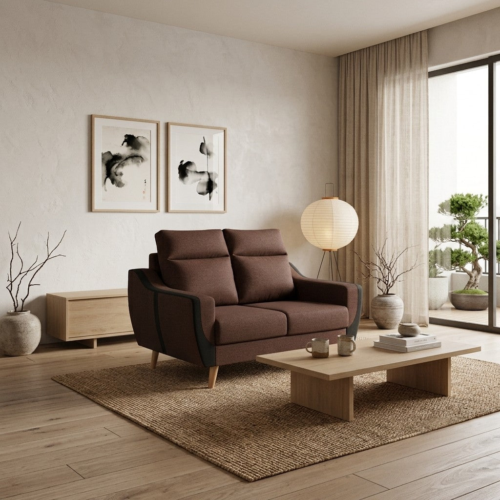 FREYA Premium Fabric Sofa | Modern Living Room Couch & L-Shape Stool Set