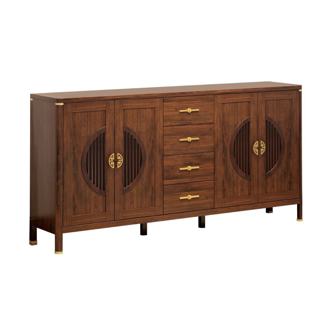 Elegant Wooden Sideboard Side Cabinet with Brass Accents