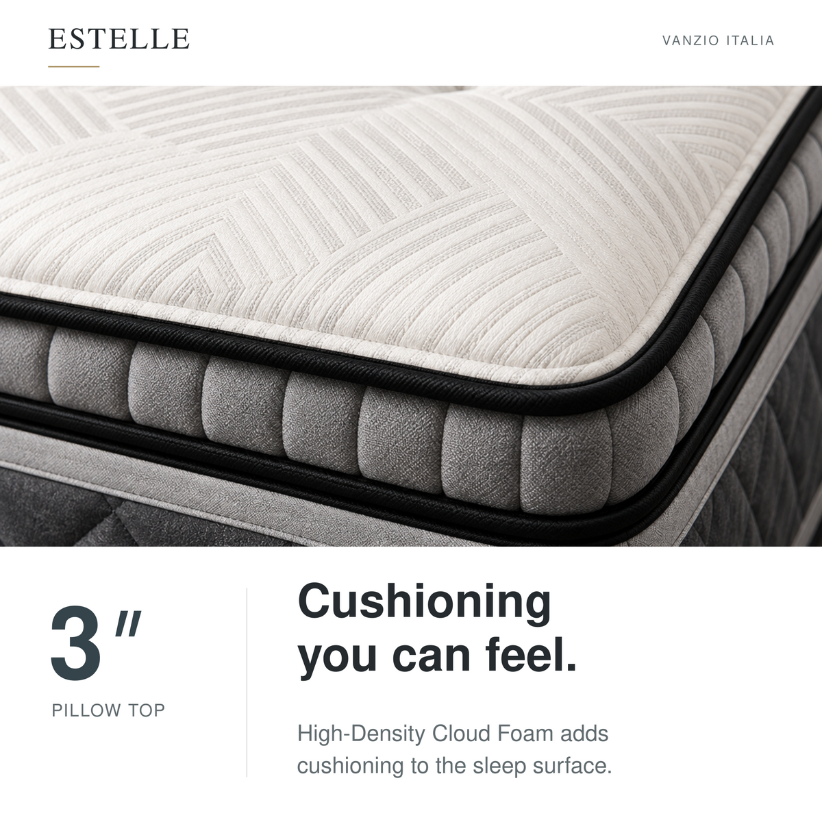 Vanzio Italia Estelle 14-Inch Pillow Top Pocket Spring Mattress Grandeur Furnishings