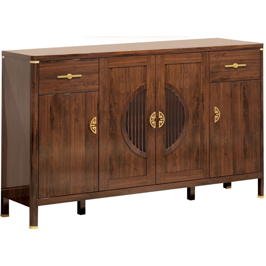 Elegant Wooden Sideboard Side Cabinet with Brass Accents