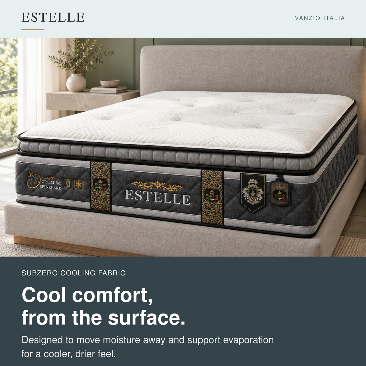 Vanzio Italia Estelle 14-Inch Pillow Top Pocket Spring Mattress Grandeur Furnishings