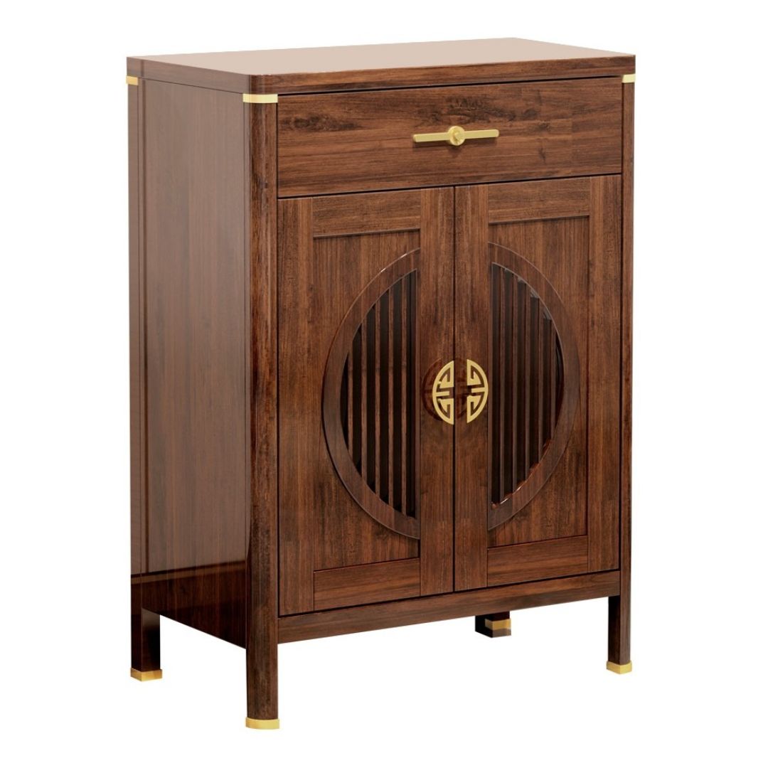 Elegant Wooden Sideboard Side Cabinet with Brass Accents