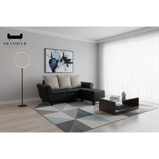 3 Seater Leather Sofa with Ottoman Foot Stool