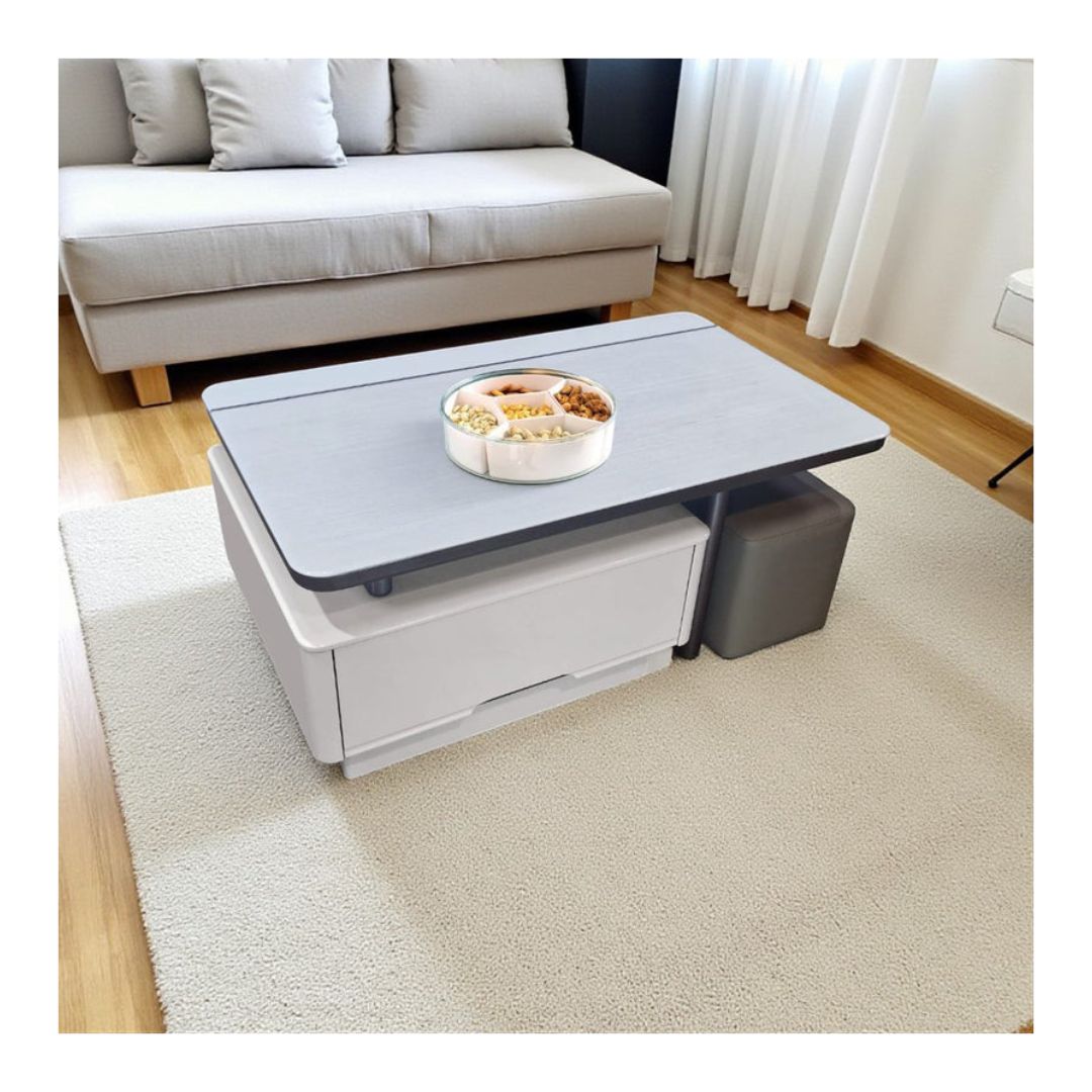 Multifunctional Extendable Coffee Table with Storage and Glossy Finish