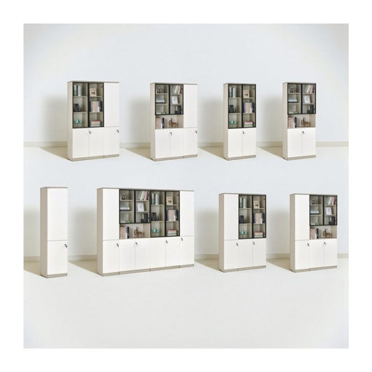 Modern Modular Book Cabinet & Office Storage Bookcase | Lockable Doors & Adjustable Shelves