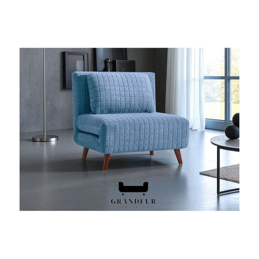 Compact Sofa Bed with Adjustable Backrest – Available in Blue