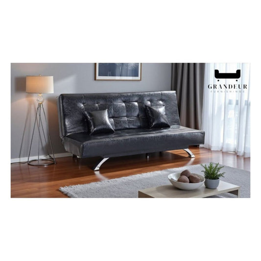 Stylish and Versatile Sofa Bed in Brown and Black Leather