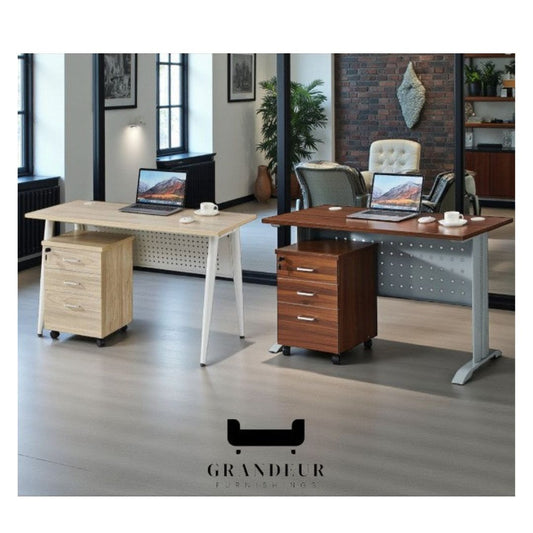 Modern Laptop Desk Study Table with Storage Drawer in Light Maple and Brown Finishes