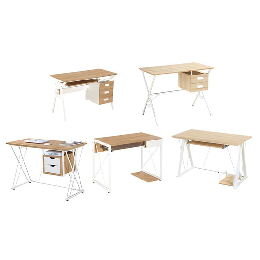 Modern Home Office Desk Study Table with Storage / Keyboard Tray - Multiple Models Available