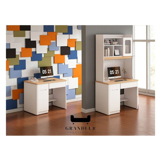 Study Table with Maple Wood Top & Matte White Base - Multiple Sizes Available