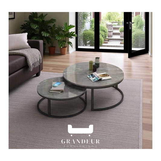 Dual-Layered Sintered Stone Coffee Table - White & Black Gloss Finish