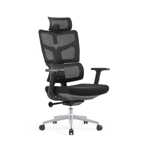 Ergonomic Office Chair with 2D Mesh Headrest, Adjustable Armrests & Chrome Plated Base
