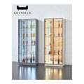 Glass Showcase Display Cabinet with LED & Mirror Back Grandeur Furnishings