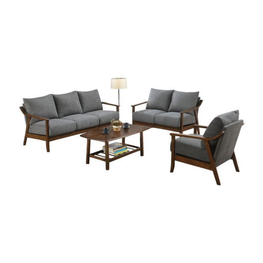 Velvet Fabric Sofa Set with Solid Wood Frame