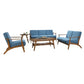 Elegant Wooden Sofa Set with Soft Velvet Upholstery