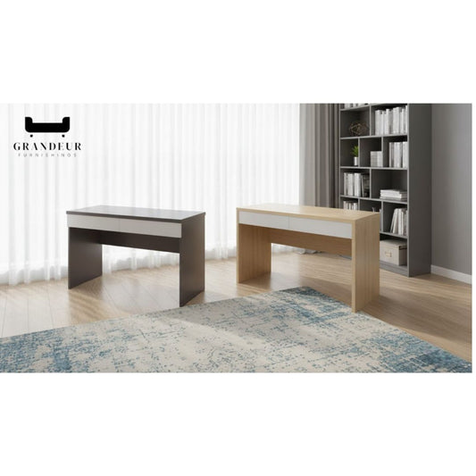 Sleek and Modern Study Table in Dark Grey and Maple - Stylish Design, Ideal for Any Workspace
