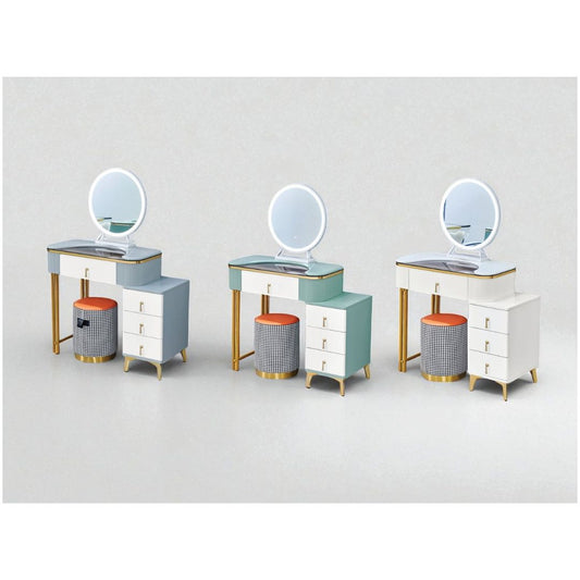 Dressing Table with Mirror and Storage (Green, Grey, and White Options)