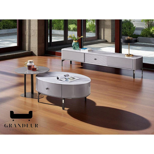 Glass-Top TV Console & Coffee Table Set