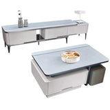 Grey lift-top coffee table and matching TV console