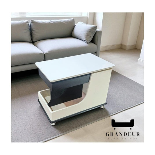 Lift-Up Storage Coffee Table with Top-Sintered Stone Matt Finish