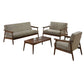 Elegant Wooden Sofa Set with Velvet Fabric